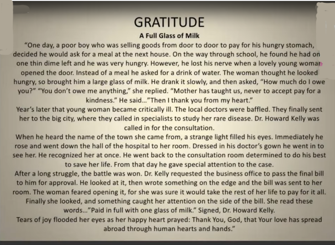 story of a glass of milk